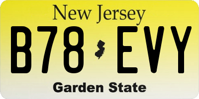 NJ license plate B78EVY