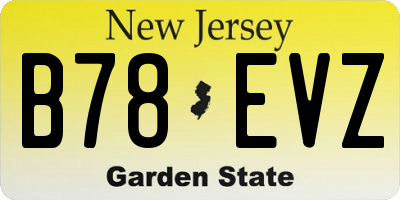 NJ license plate B78EVZ
