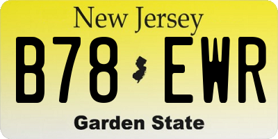 NJ license plate B78EWR