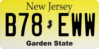 NJ license plate B78EWW