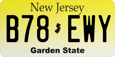 NJ license plate B78EWY