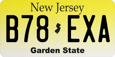 NJ license plate B78EXA