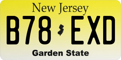 NJ license plate B78EXD