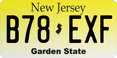 NJ license plate B78EXF