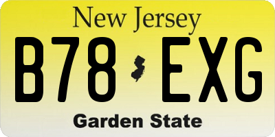 NJ license plate B78EXG