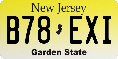NJ license plate B78EXI