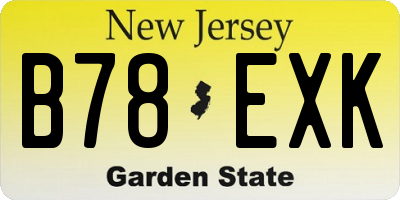 NJ license plate B78EXK