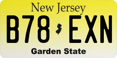 NJ license plate B78EXN