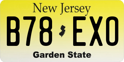 NJ license plate B78EXO