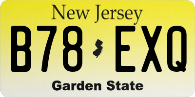 NJ license plate B78EXQ