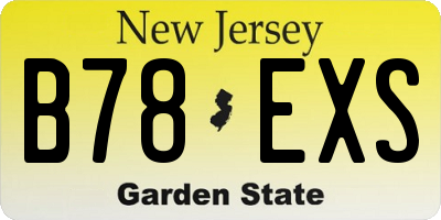 NJ license plate B78EXS