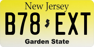 NJ license plate B78EXT