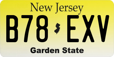 NJ license plate B78EXV
