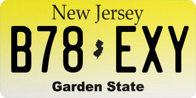 NJ license plate B78EXY