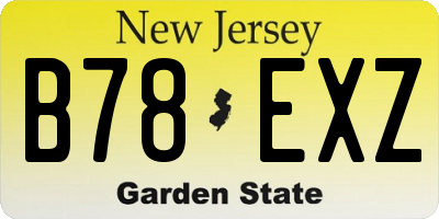 NJ license plate B78EXZ