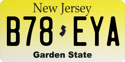 NJ license plate B78EYA