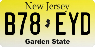 NJ license plate B78EYD