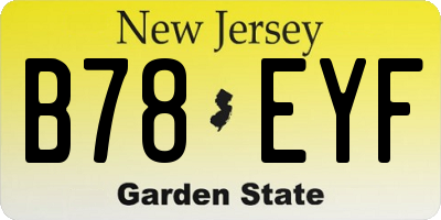 NJ license plate B78EYF