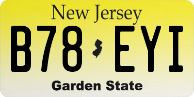 NJ license plate B78EYI