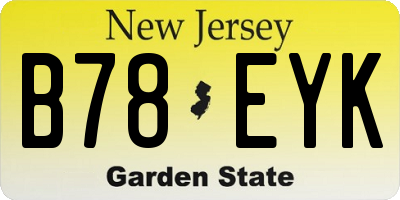 NJ license plate B78EYK