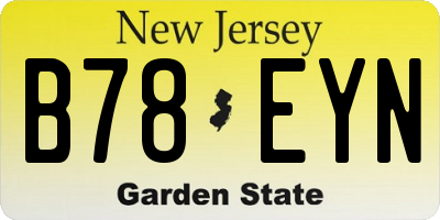 NJ license plate B78EYN
