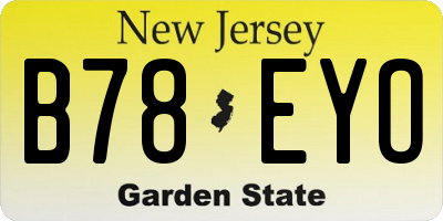 NJ license plate B78EYO