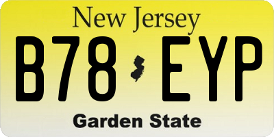 NJ license plate B78EYP