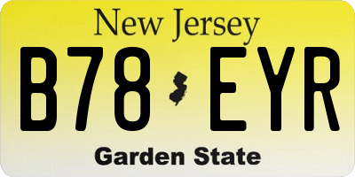 NJ license plate B78EYR