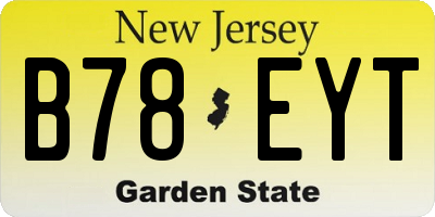 NJ license plate B78EYT