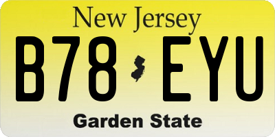 NJ license plate B78EYU