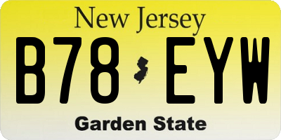 NJ license plate B78EYW