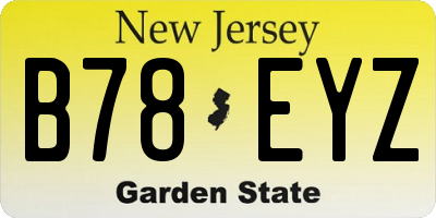 NJ license plate B78EYZ