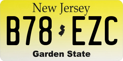 NJ license plate B78EZC
