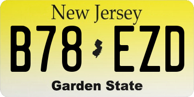 NJ license plate B78EZD