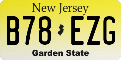 NJ license plate B78EZG