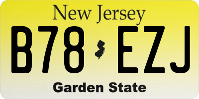 NJ license plate B78EZJ