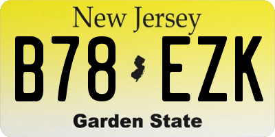 NJ license plate B78EZK