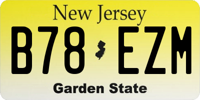 NJ license plate B78EZM