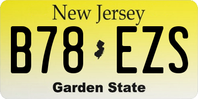NJ license plate B78EZS