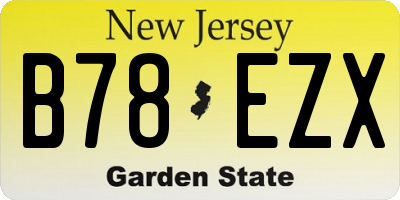 NJ license plate B78EZX