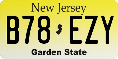 NJ license plate B78EZY