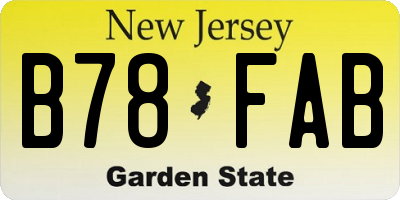 NJ license plate B78FAB