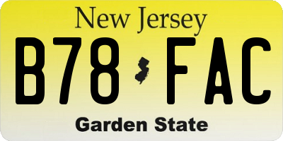 NJ license plate B78FAC