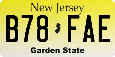 NJ license plate B78FAE
