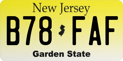 NJ license plate B78FAF