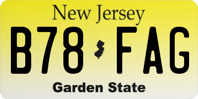 NJ license plate B78FAG