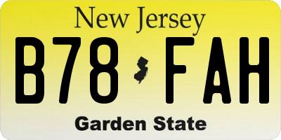 NJ license plate B78FAH