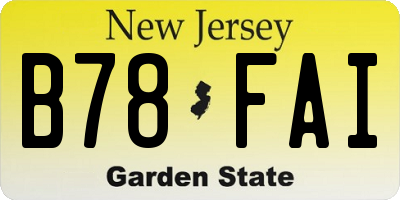 NJ license plate B78FAI