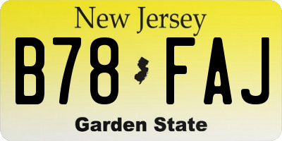 NJ license plate B78FAJ