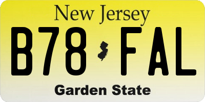 NJ license plate B78FAL